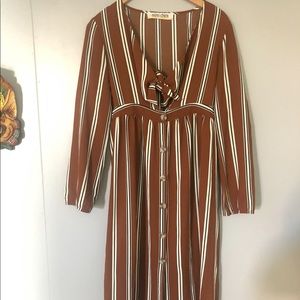 Terra-cotta color / cream / black striped dress